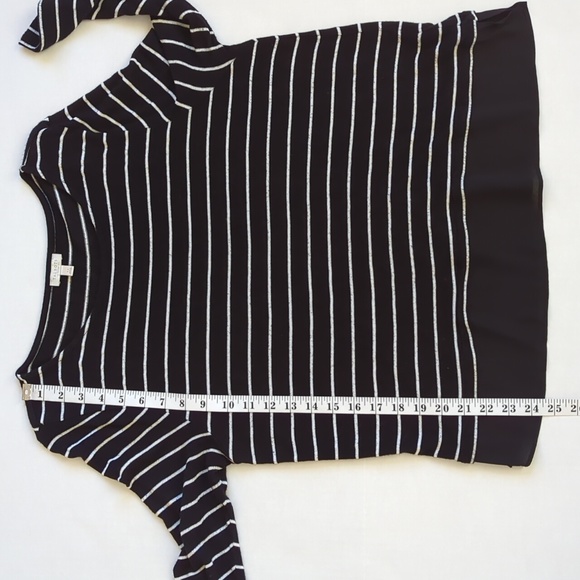 Talbots Striped Rayon Blend Top Large Petite Black White Stripes - Picture 15 of 16